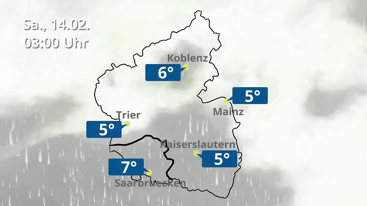 Rheinland-Pfalz, Saarland: Wie wird das Wetter? Regen- und Wolkenfilm für Mainz, Koblenz und Trier