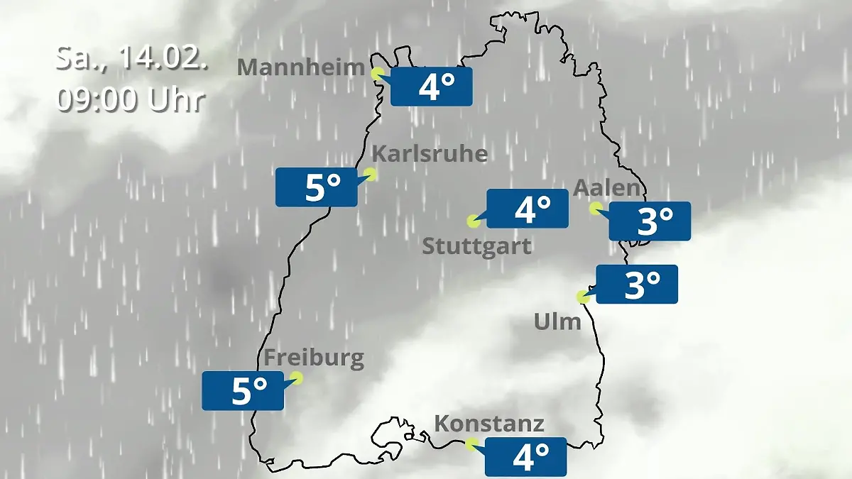 Baden-Württemberg: Wie wird das Wetter? Regen- und Wolkenfilm für Stuttgart, Mannheim und Karlsruhe