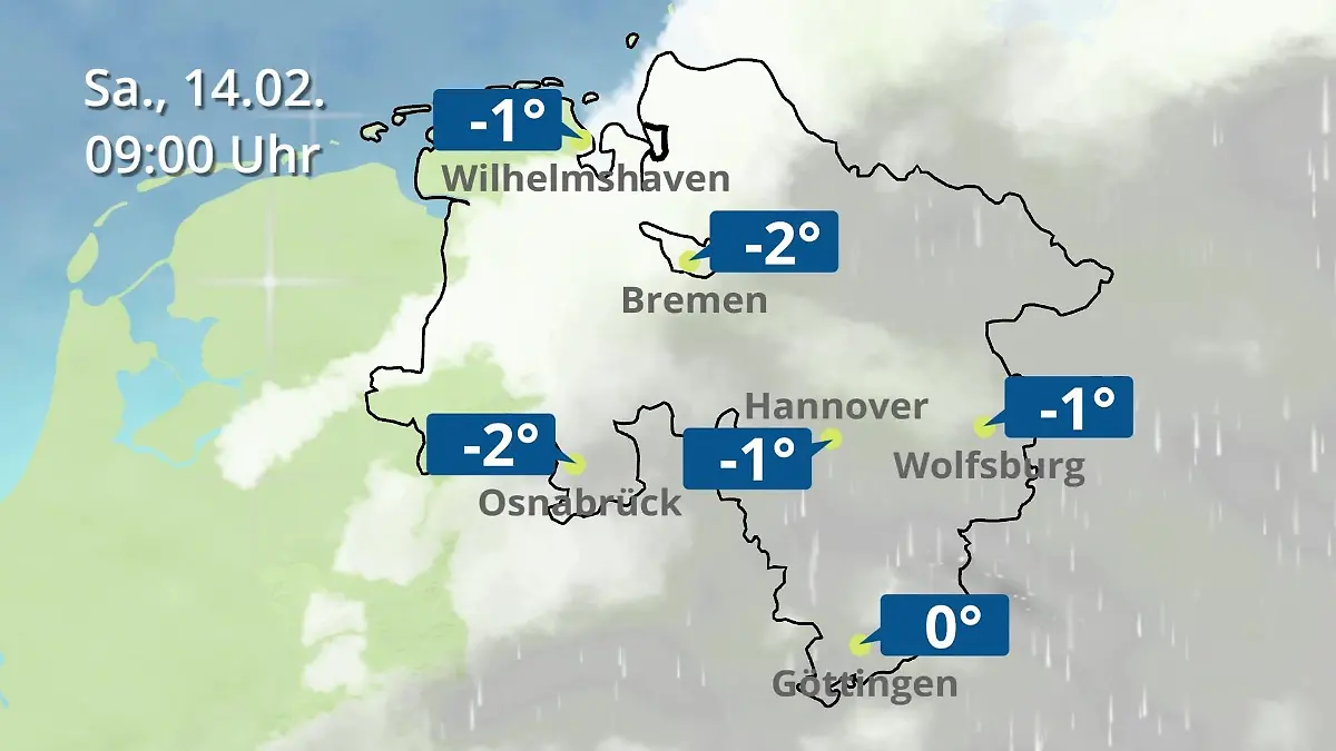 Bremen und Niedersachsen: Wie wird das Wetter? Regen- und Wolkenfilm für Hannover, Osnabrück und Wolfsburg