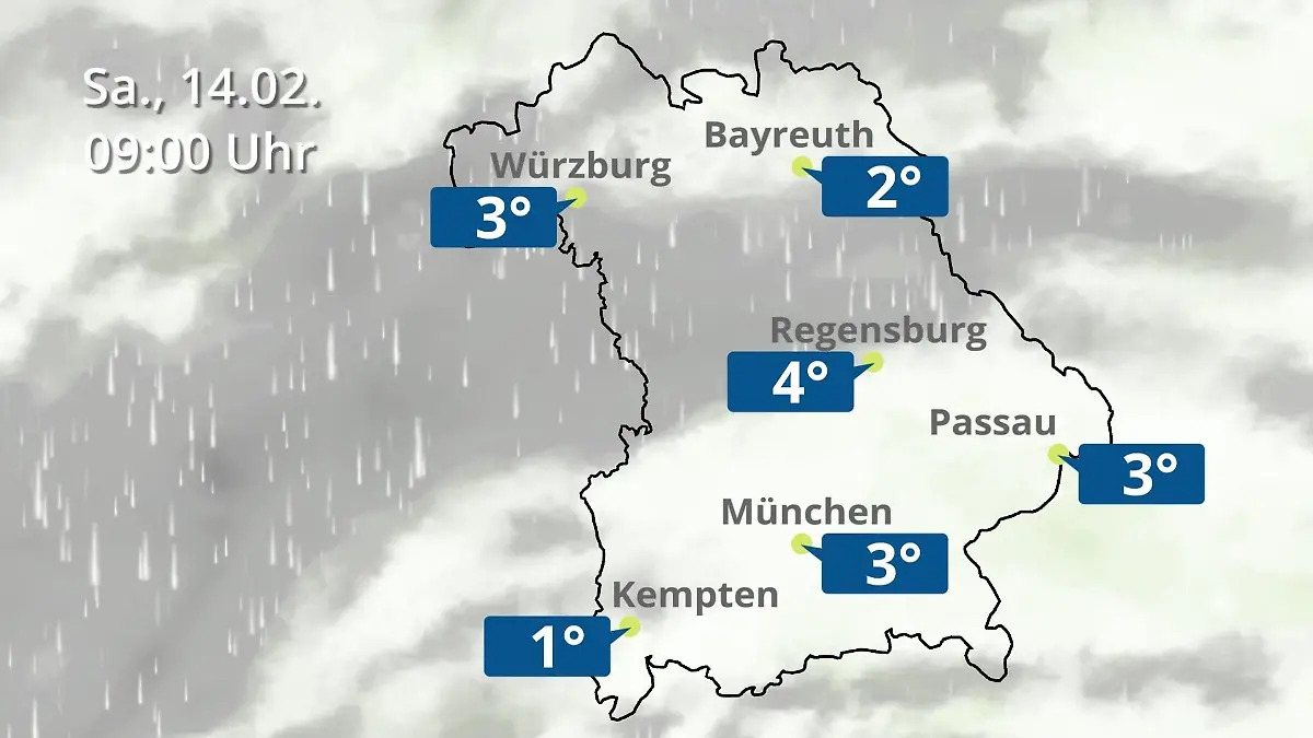 Bayern: Wie wird das Wetter? Regen- und Wolkenfilm für München, Regensburg und Würzburg