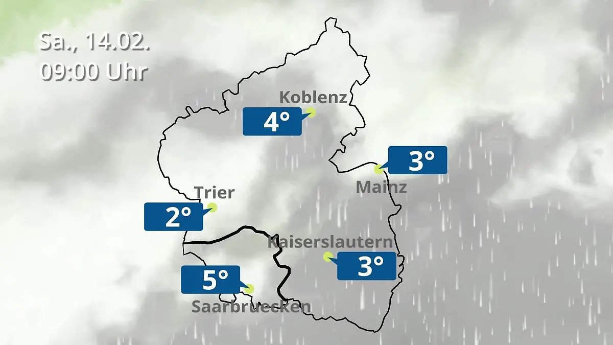 Rheinland-Pfalz, Saarland: Wie wird das Wetter? Regen- und Wolkenfilm für Mainz, Koblenz und Trier