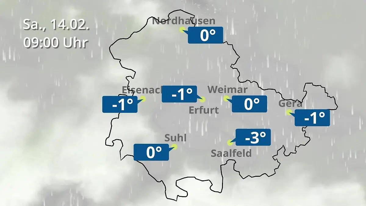 Thüringen: Wie wird das Wetter? Regen- und Wolkenfilm für Erfurt, Gera und Eisenach
