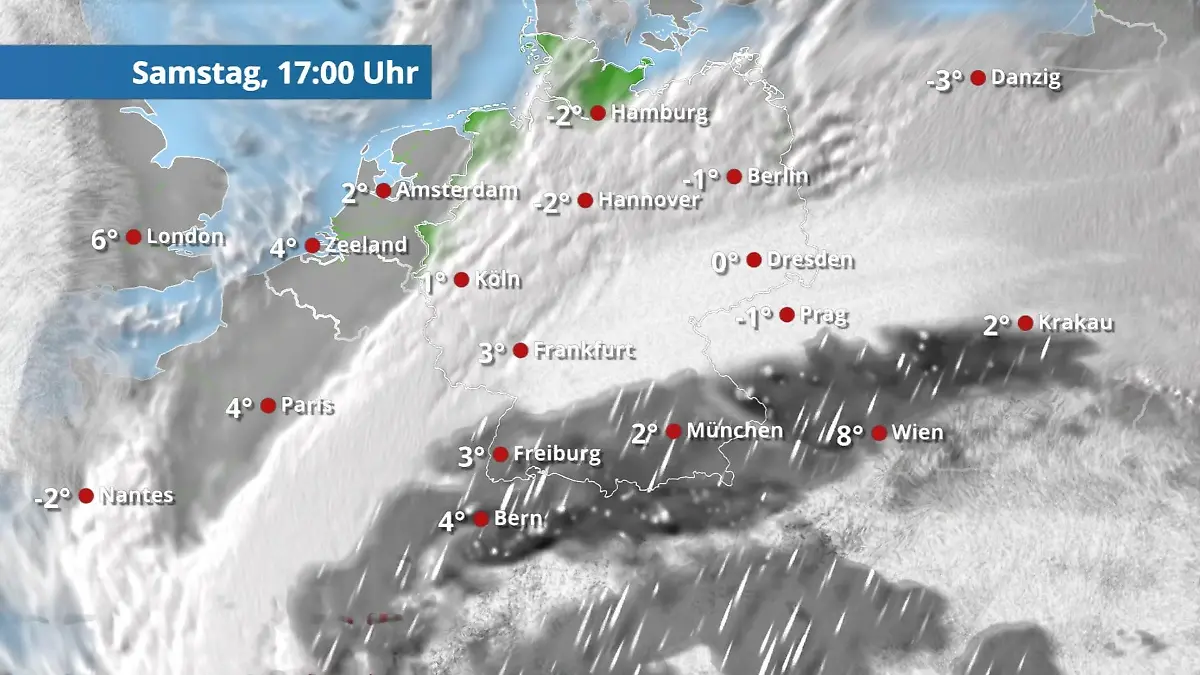 Prognose vom 14. Februar Der Regen- und Wolkenfilm für 48 Stunden