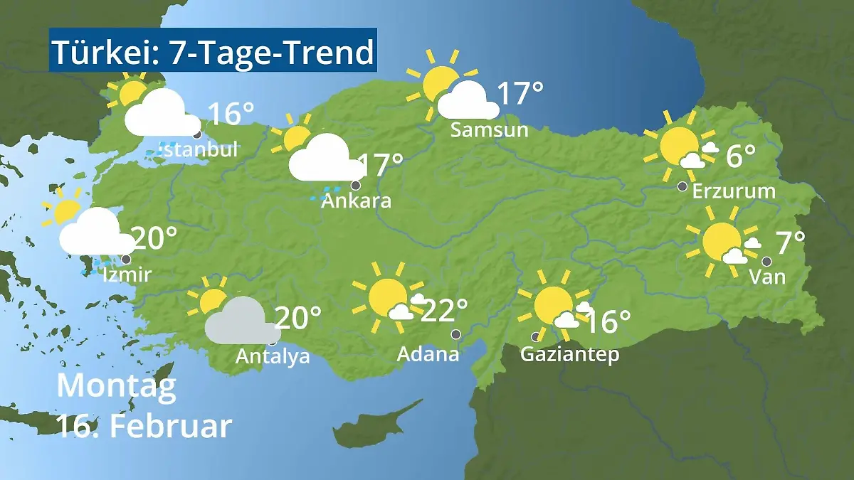 Türkei: Wie wird das Wetter? Video 7-Tage-Trend: Ankara, Istanbul, Izmir