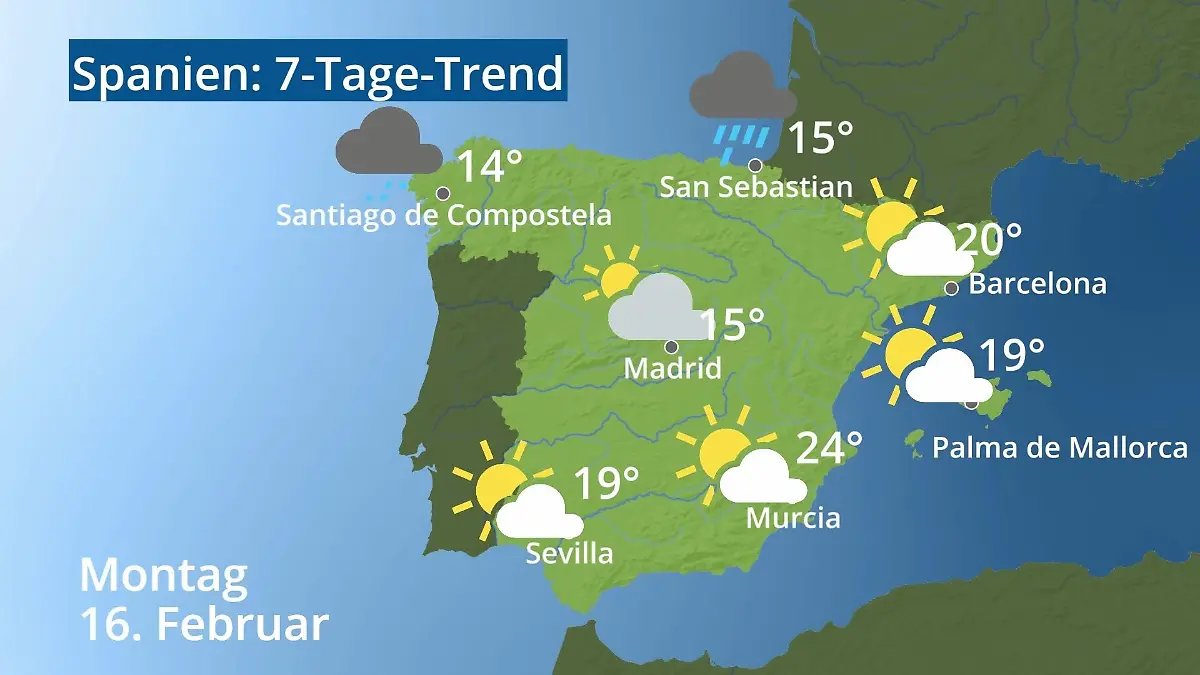 Spanien: Wie wird das Wetter? Video 7-Tage-Trend: Mallorca, Madrid, Barcelona