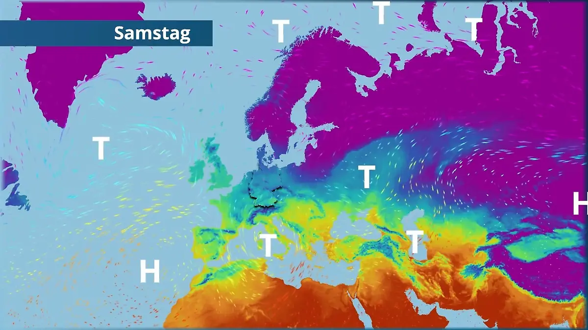 Luftmassengrenze: Kaltluft hält sich im Nordosten weiterhin wacker Der Strömungsfilm für Europa für 5 Tage
