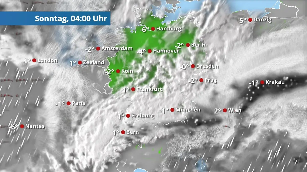 Prognose vom 14. Februar Der Regen- und Wolkenfilm für 48 Stunden