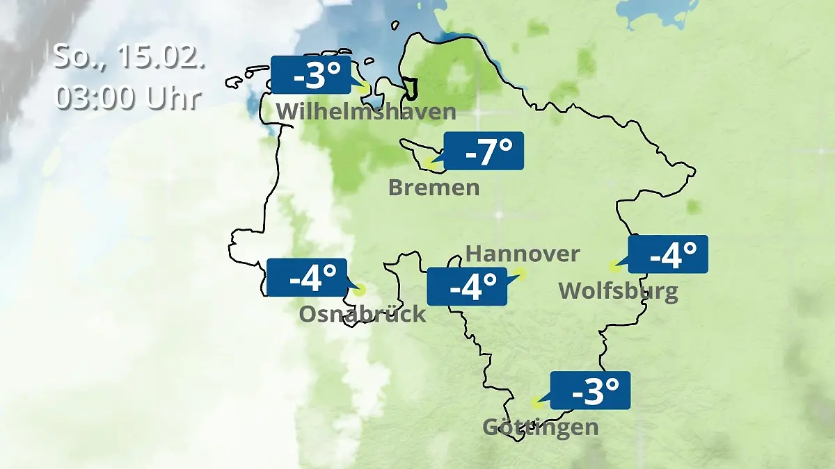 Bremen und Niedersachsen: Wie wird das Wetter? Regen- und Wolkenfilm für Hannover, Osnabrück und Wolfsburg