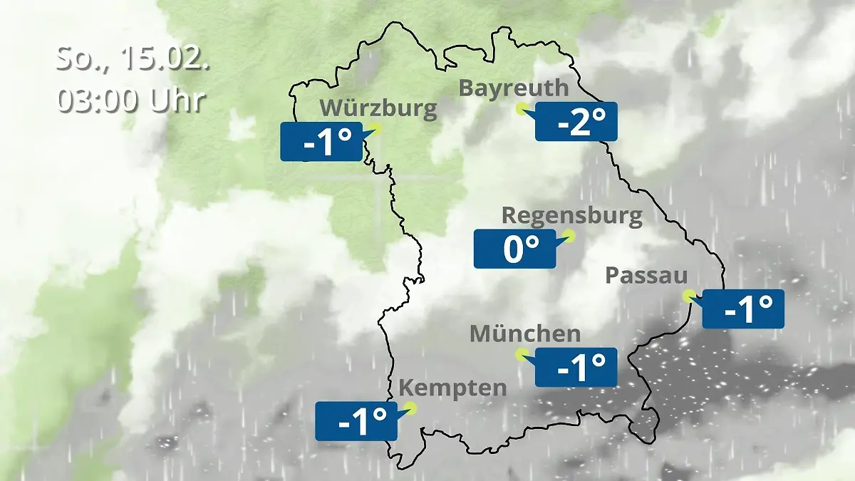 Bayern: Wie wird das Wetter? Regen- und Wolkenfilm für München, Regensburg und Würzburg