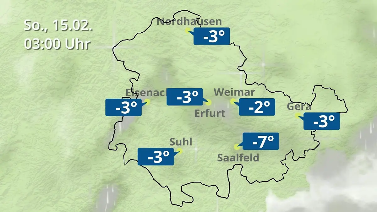 Thüringen: Wie wird das Wetter? Regen- und Wolkenfilm für Erfurt, Gera und Eisenach