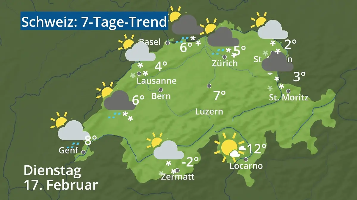 Schweiz: Wie wird das Wetter? Video 7-Tage-Trend: Bern, Basel, Genf, Zürich