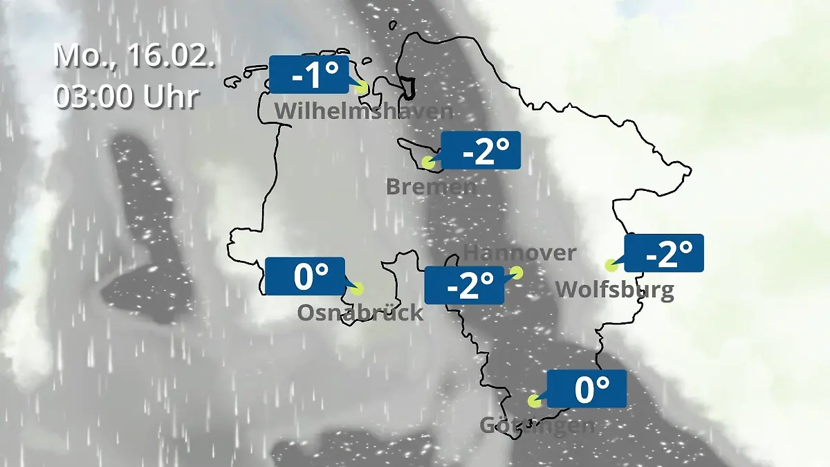 Bremen und Niedersachsen: Wie wird das Wetter? Regen- und Wolkenfilm für Hannover, Osnabrück und Wolfsburg