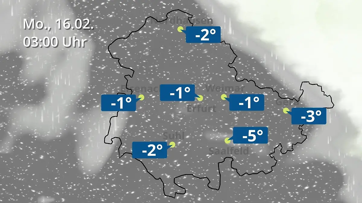 Thüringen: Wie wird das Wetter? Regen- und Wolkenfilm für Erfurt, Gera und Eisenach