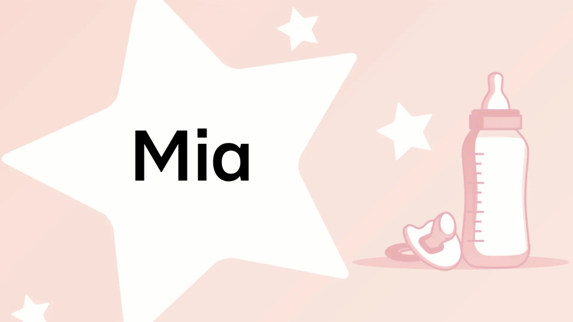 Schriftzug des Vornamens Mia auf rosa Hintergrund mit Sternen