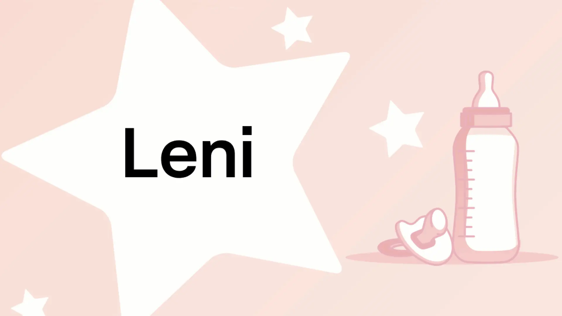 Schriftzug des Vornamens Leni auf rosa Hintergrund mit Sternen