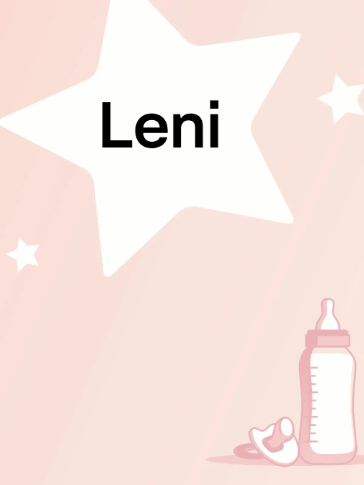 Schriftzug des Vornamens Leni auf rosa Hintergrund mit Sternen