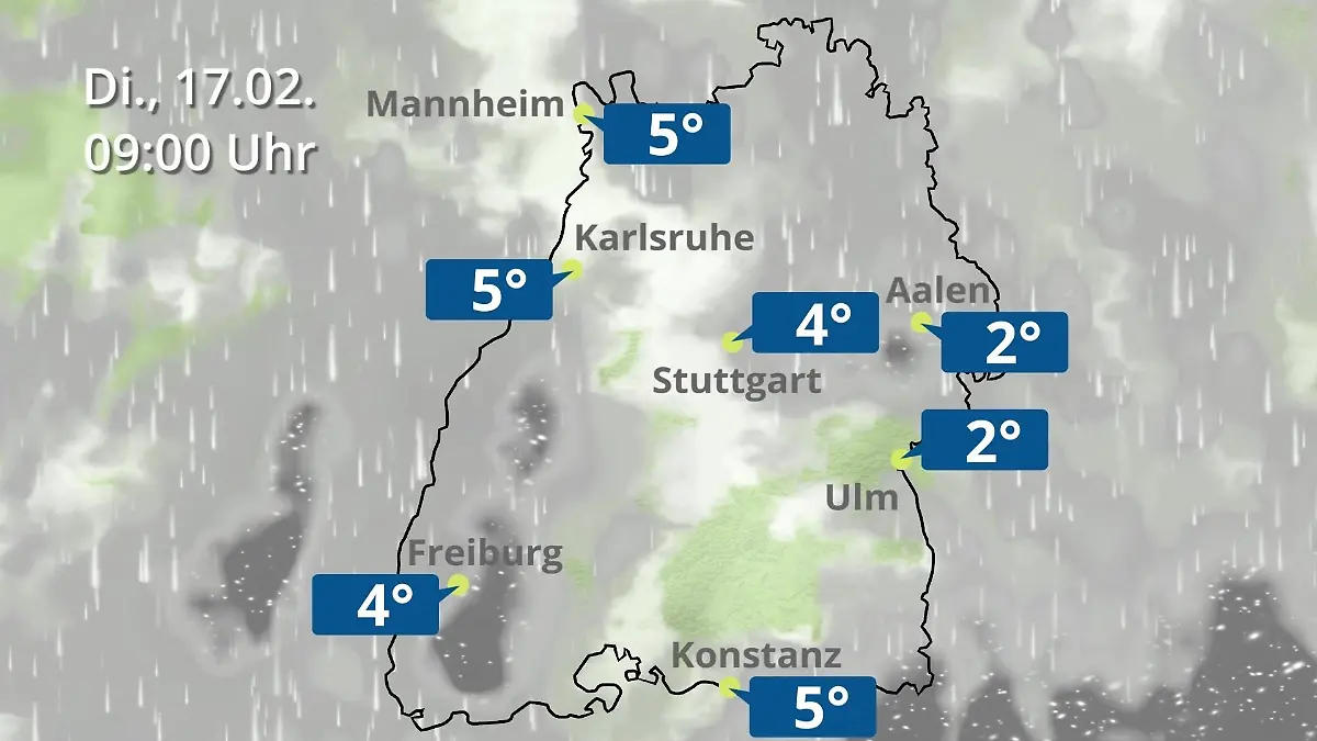 Baden-Württemberg: Wie wird das Wetter? Regen- und Wolkenfilm für Stuttgart, Mannheim und Karlsruhe