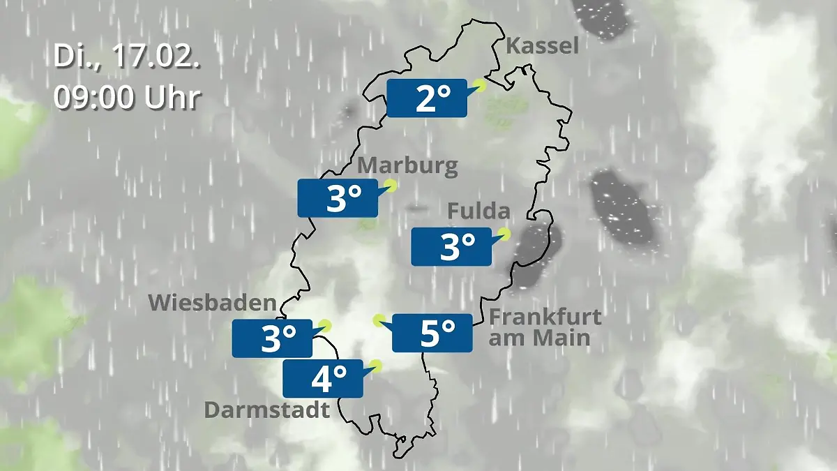 Hessen: Wie wird das Wetter? Regen- und Wolkenfilm für Frankfurt am Main und Wiesbaden