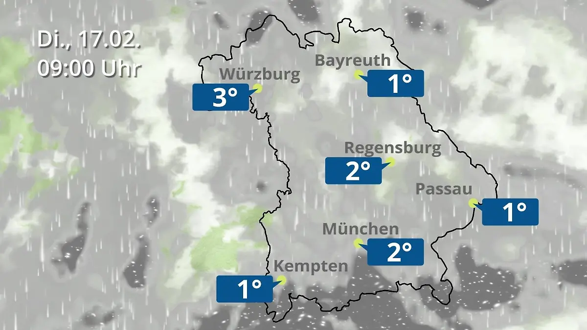 Bayern: Wie wird das Wetter? Regen- und Wolkenfilm für München, Regensburg und Würzburg