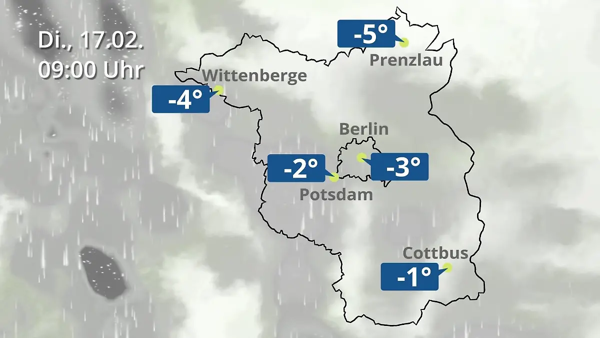 Berlin und Brandenburg: Wie wird das Wetter? Regen- und Wolkenfilm für Potsdam, Cottbus und Wittenberge
