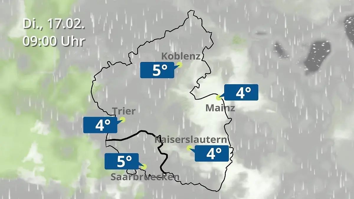 Rheinland-Pfalz, Saarland: Wie wird das Wetter? Regen- und Wolkenfilm für Mainz, Koblenz und Trier