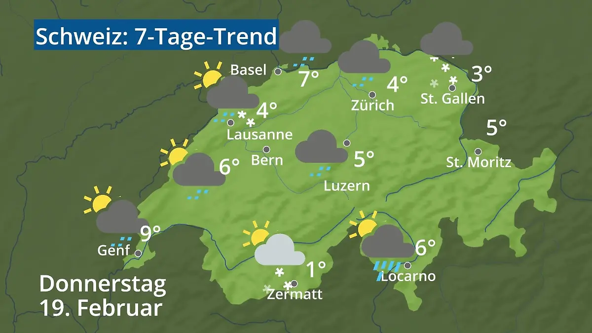 Schweiz: Wie wird das Wetter? Video 7-Tage-Trend: Bern, Basel, Genf, Zürich