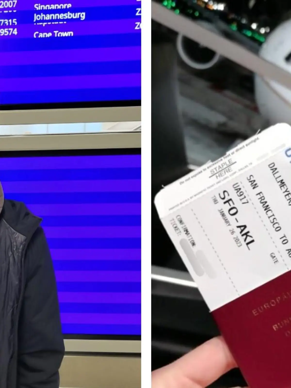 Benjamin Dallmeyer und sein Flugticket in San Francisco