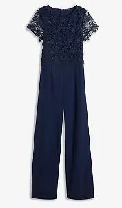 Jumpsuit aus softem Scuba mit Spitze