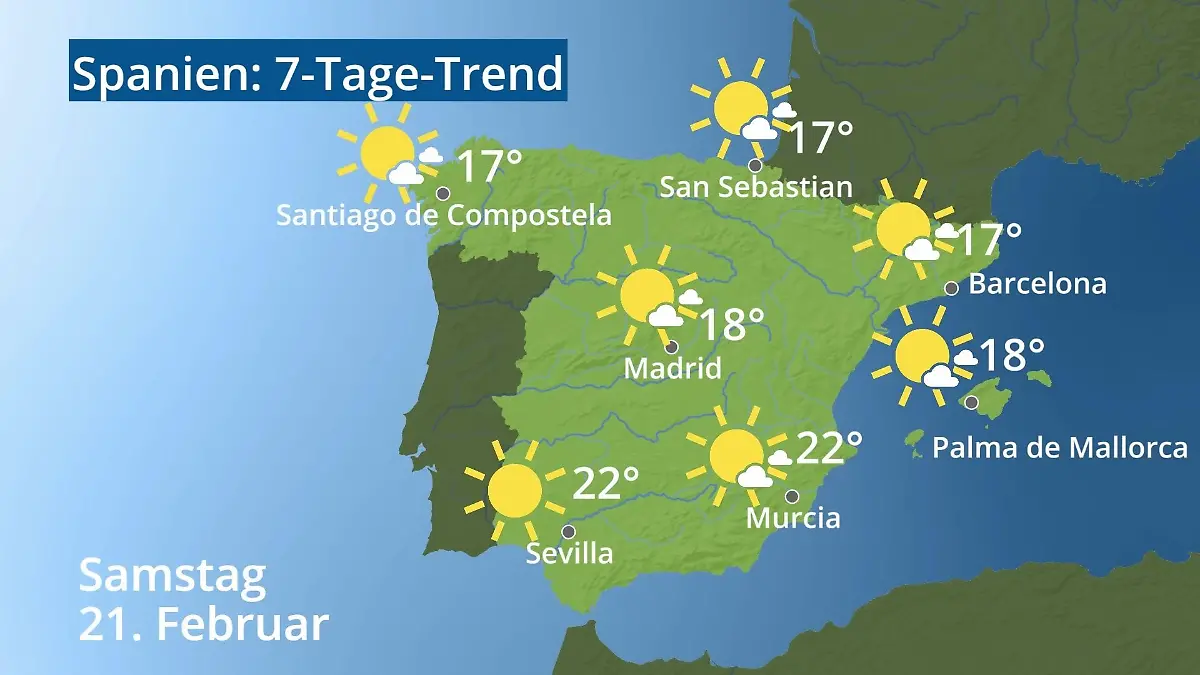 Spanien: Wie wird das Wetter? Video 7-Tage-Trend: Mallorca, Madrid, Barcelona