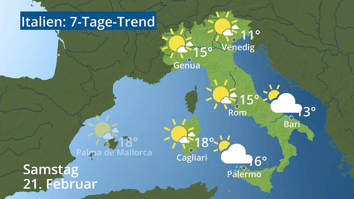Italien: Wie wird das Wetter? Video 7-Tage-Trend: Rom, Venedig, Sizilien, Sardinien