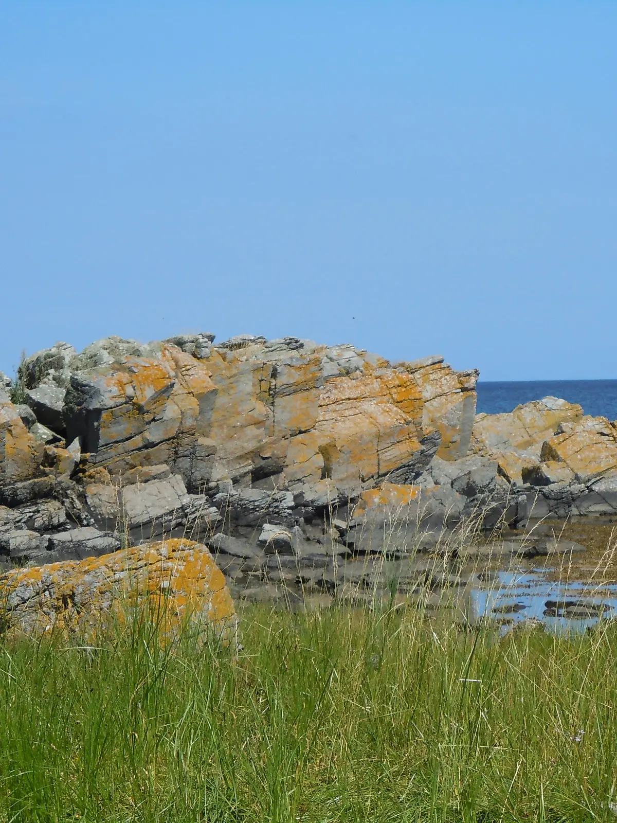 An der steinigen Ostküste der dänischen Ostseeinsel Bornholm gibt es ruhige Badebuchten. Aufgenommen am 31. Juli 2010. Foto Uwe Gerig