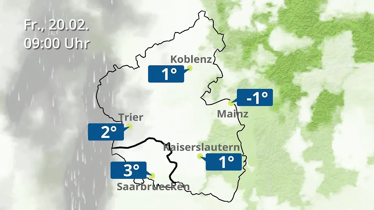Rheinland-Pfalz, Saarland: Wie wird das Wetter? Regen- und Wolkenfilm für Mainz, Koblenz und Trier