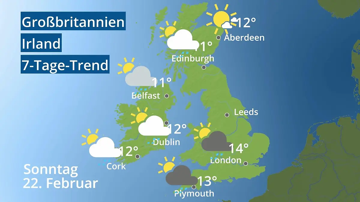 England, Schottland, Wales: Wie wird das Wetter? Video 7-Tage-Trend: Großbritannien und Irland