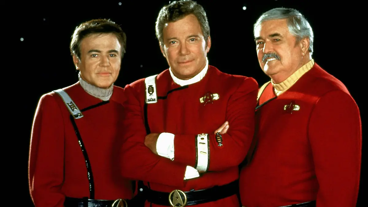 Walter Koenig, William Shatner & James Doohan Characters: Commander Pavel Chekov,Captain James T. Kirk, retired & Capt.