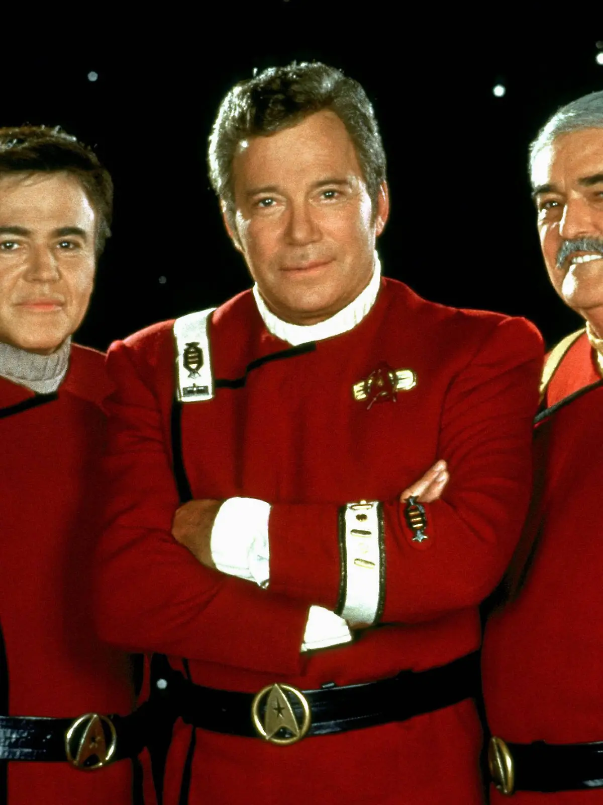 Walter Koenig, William Shatner & James Doohan Characters: Commander Pavel Chekov,Captain James T. Kirk, retired & Capt.