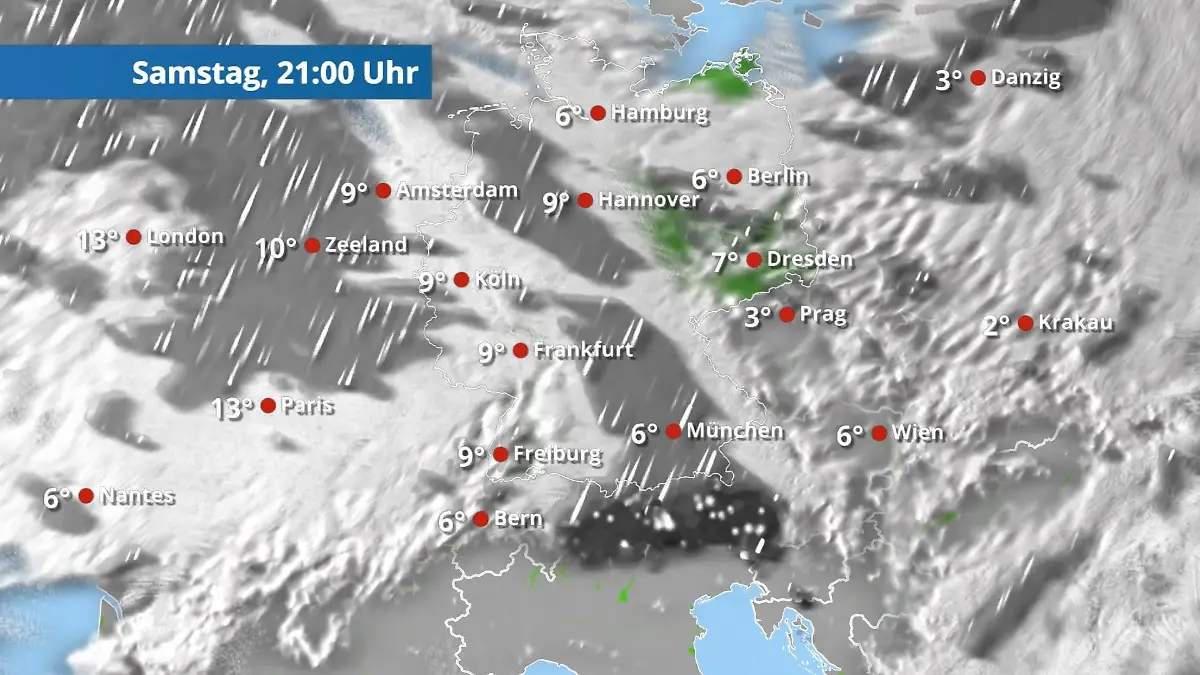 Neuer Regen lässt nicht lange auf sich warten Der Regen- und Wolkenfilm für 48 Stunden