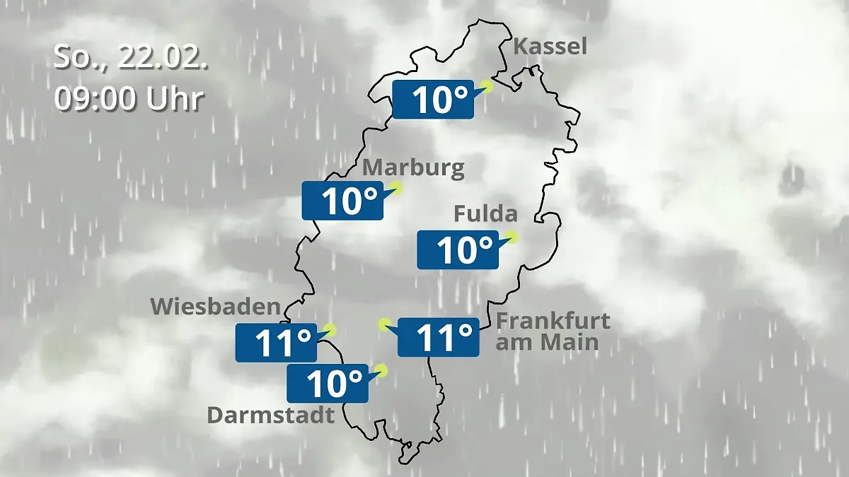 Hessen: Wie wird das Wetter? Regen- und Wolkenfilm für Frankfurt am Main und Wiesbaden
