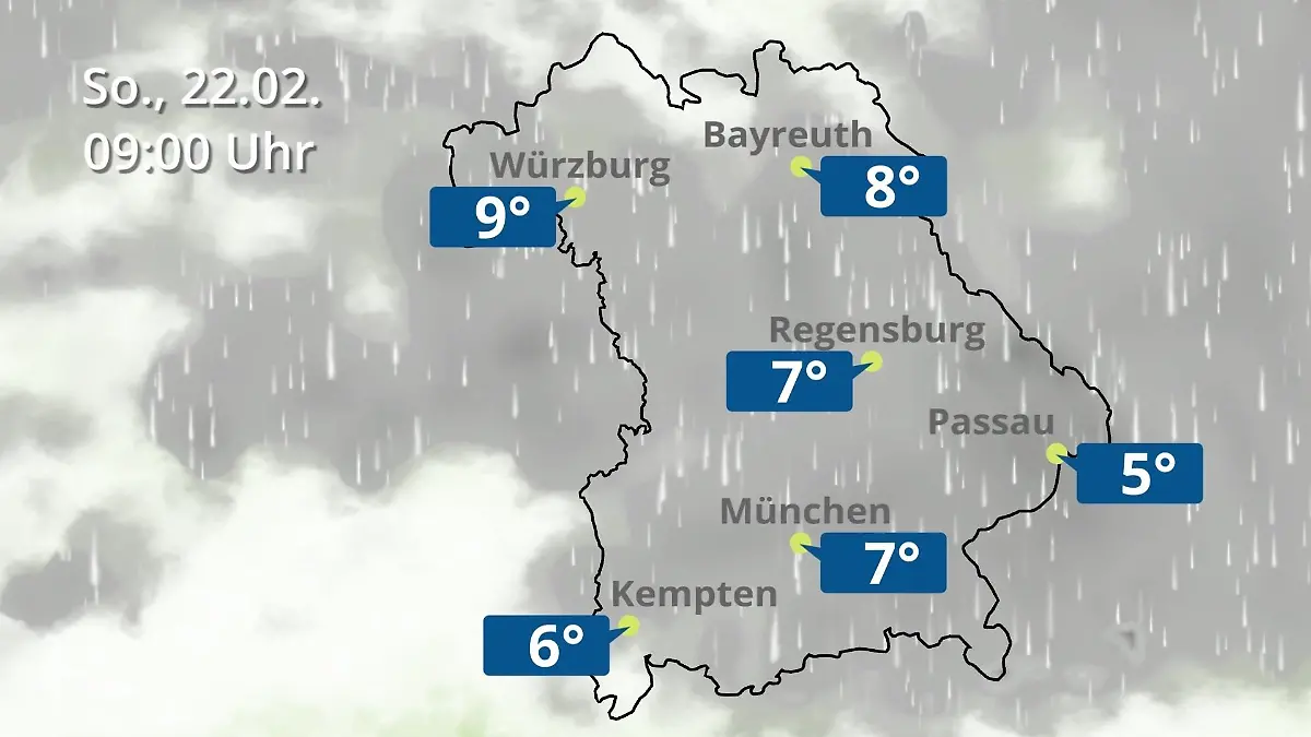 Bayern: Wie wird das Wetter? Regen- und Wolkenfilm für München, Regensburg und Würzburg