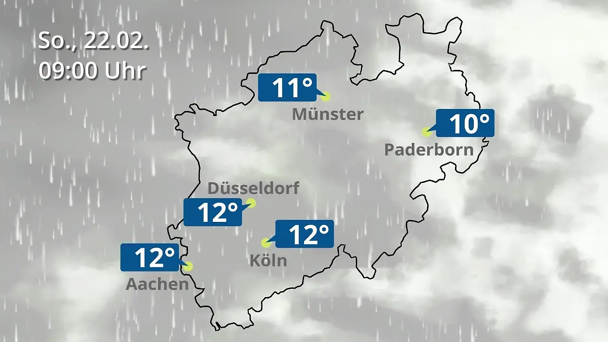 Nordrhein-Westfalen: Wie wird das Wetter? Regen- und Wolkenfilm für Köln, Düsseldorf und Münster