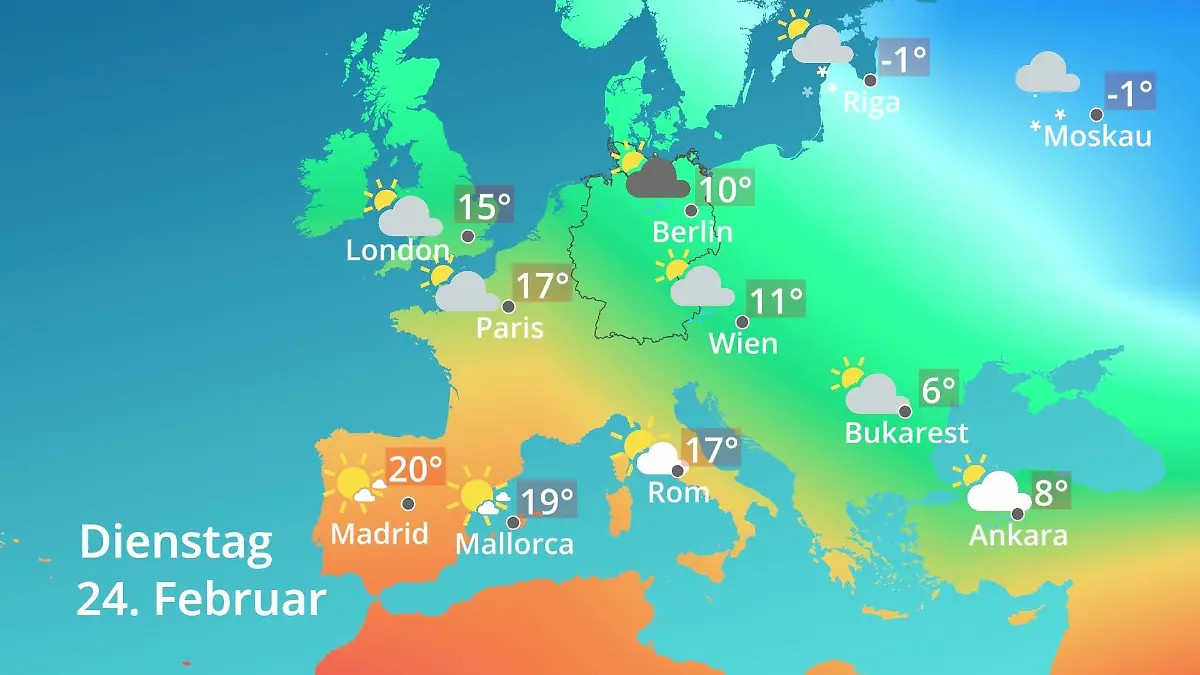 Europa: Wie wird das Wetter? Prognose: Temperaturen von Spanien bis zur Türkei