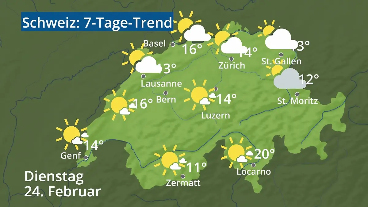 Schweiz: Wie wird das Wetter? Video 7-Tage-Trend: Bern, Basel, Genf, Zürich