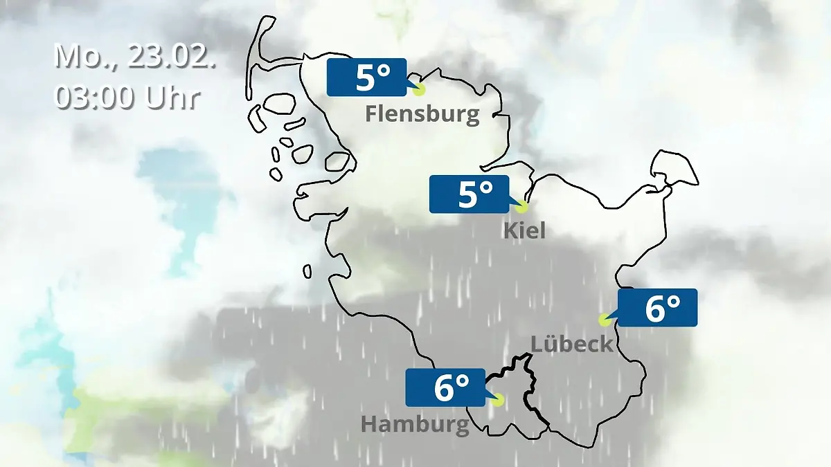 Hamburg, Schleswig-Holstein: Wie wird das Wetter? Regen- und Wolkenfilm für die Nordsee- und Ostseeküste