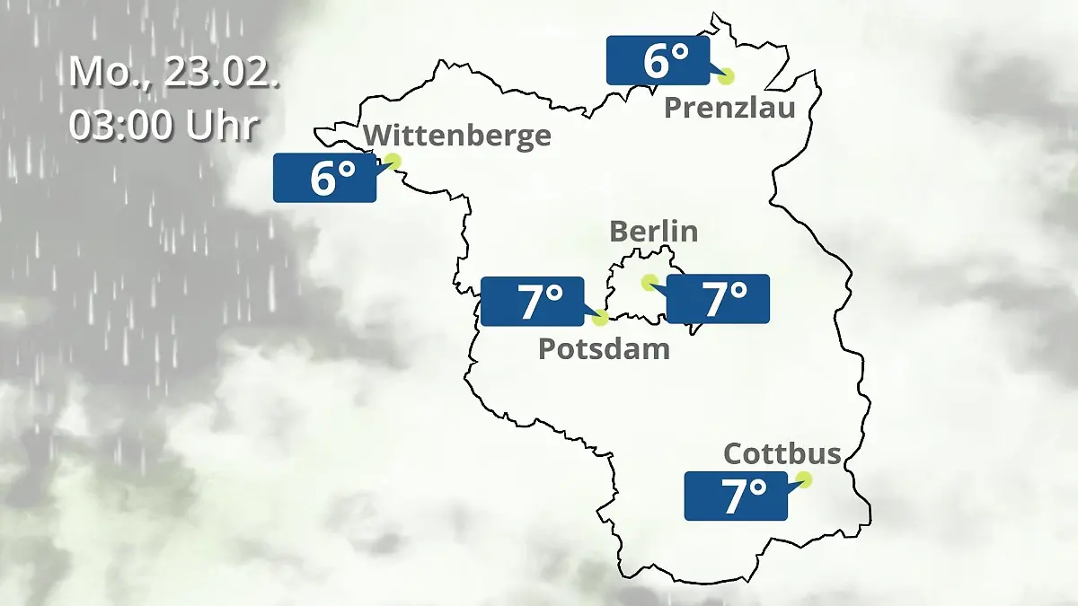 Berlin und Brandenburg: Wie wird das Wetter? Regen- und Wolkenfilm für Potsdam, Cottbus und Wittenberge