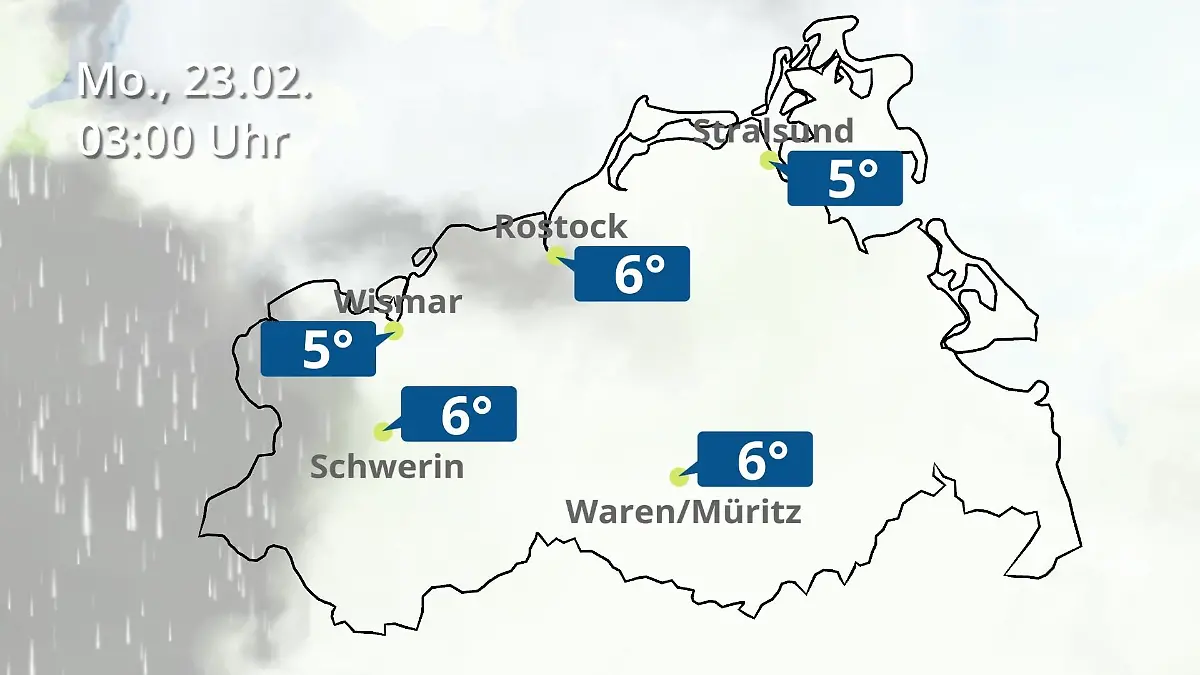 Mecklenburg-Vorpommern: Wie wird das Wetter? Regen- und Wolkenfilm für Rostock, Rügen und die Ostseeküste