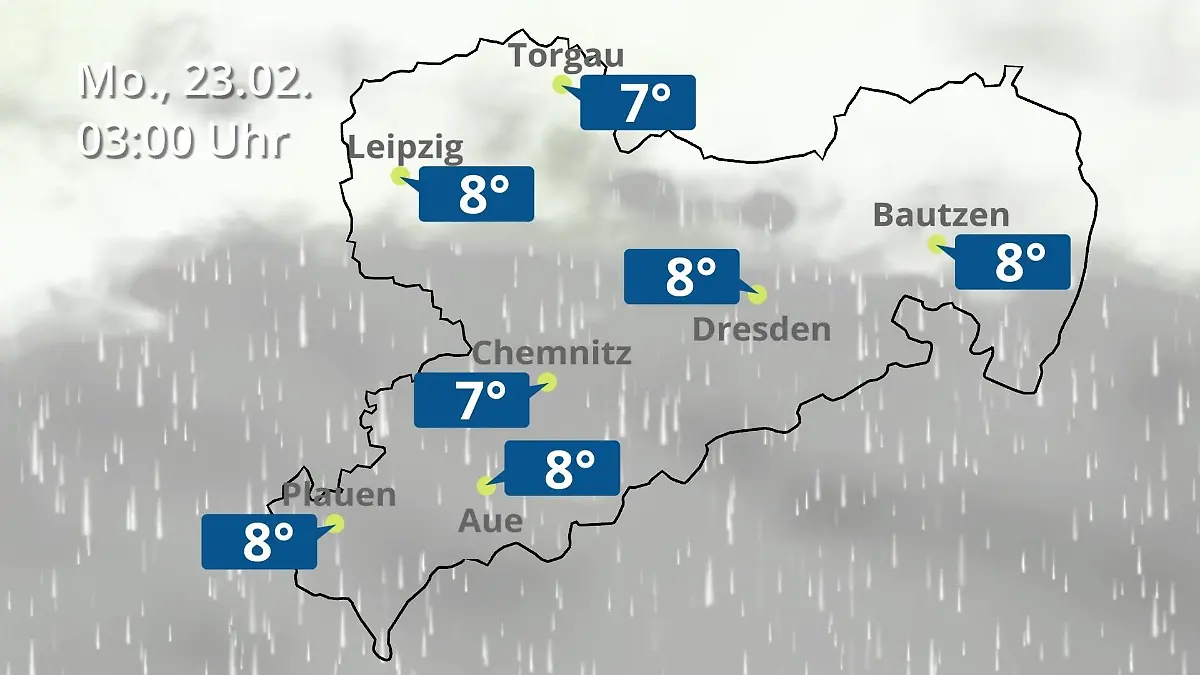 Sachsen: Wie wird das Wetter? Regen- und Wolkenfilm für Chemnitz, Dresden und Leipzig