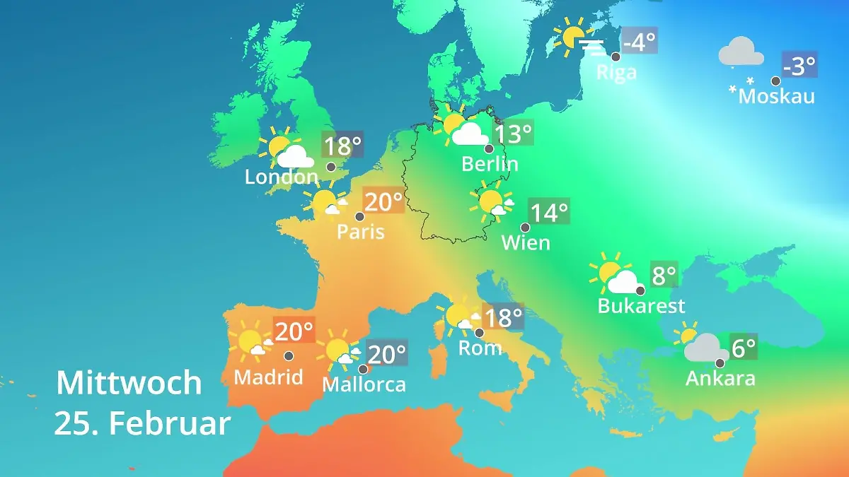 Europa: Wie wird das Wetter? Prognose: Temperaturen von Spanien bis zur Türkei