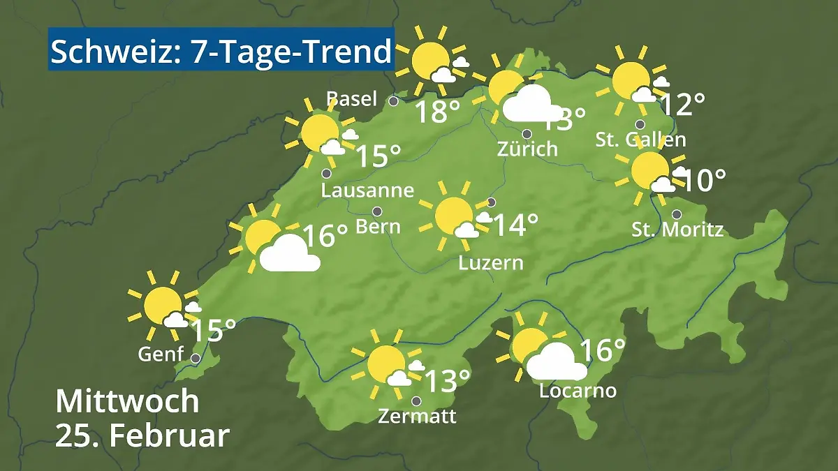Schweiz: Wie wird das Wetter? Video 7-Tage-Trend: Bern, Basel, Genf, Zürich