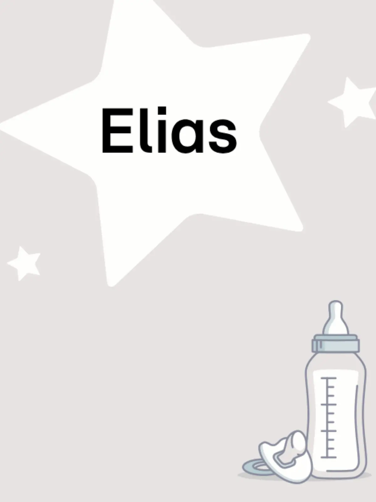 Schriftzug des Vornamens Eauf grauem Hintergrund mit Sternen