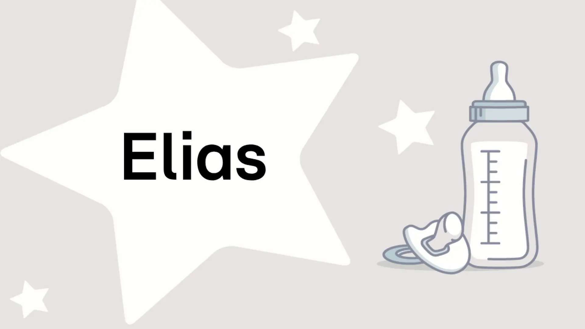 Schriftzug des Vornamens Elias auf grauem Hintergrund mit Sternen