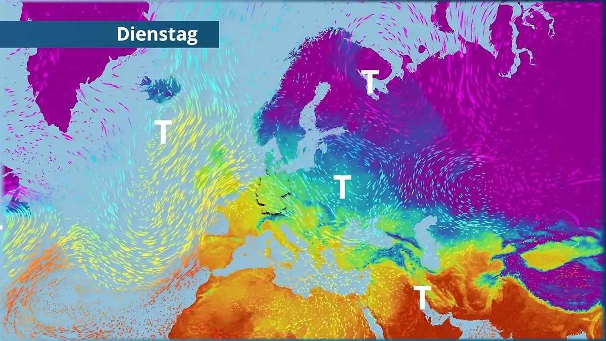 Frühlingswärme flutet Deutschland - nur bei den Nordlichtern ist es noch frischer Der Strömungsfilm für Europa für 5 Tage